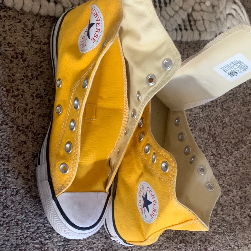 Converse Yellow High-Top Sneakers Classic Canvas Design-Worn Once, no shoelaces
